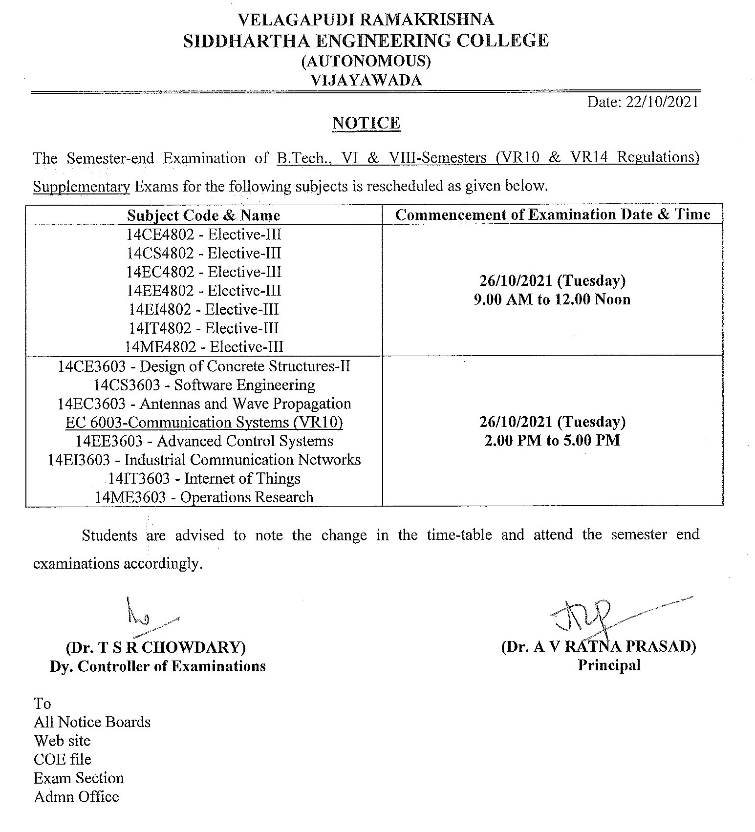 Reschedule Date Of Postponed Exams Of B.Tech., VI & VIII-Semesters ...