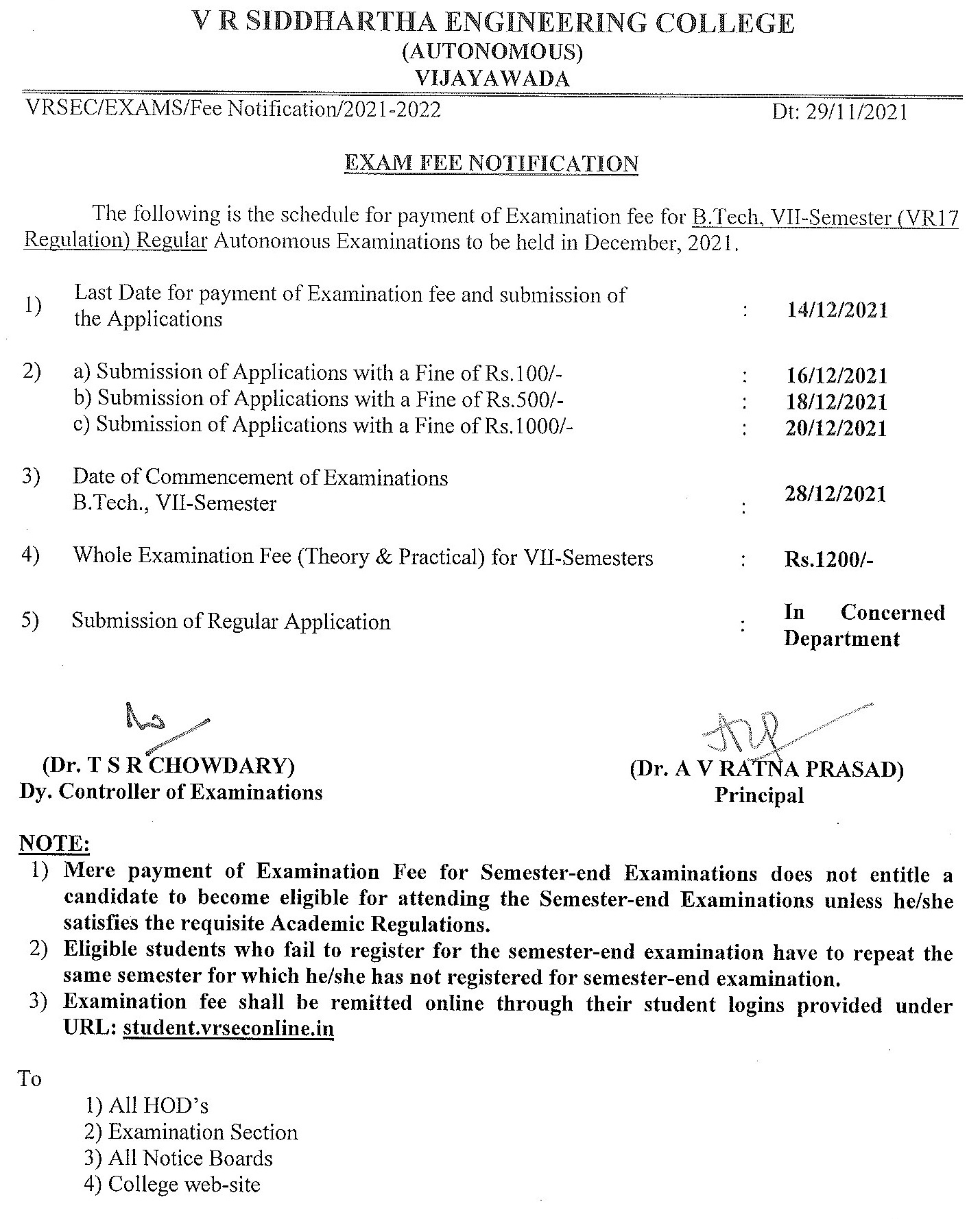 Exam Fee Meaning